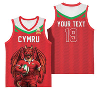 Custom Rugby Wales Basketball Jersey Y Ddraig Goch Mascot Design