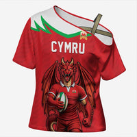 Custom Rugby Wales Cross Shoulder Shirt Y Ddraig Goch Mascot Design