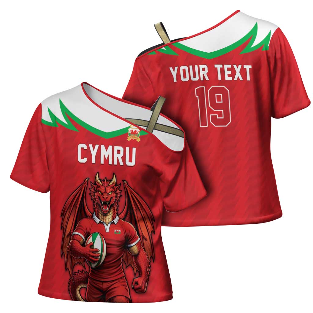 Custom Rugby Wales Cross Shoulder Shirt Y Ddraig Goch Mascot Design