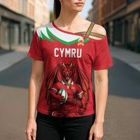 Custom Rugby Wales Cross Shoulder Shirt Y Ddraig Goch Mascot Design