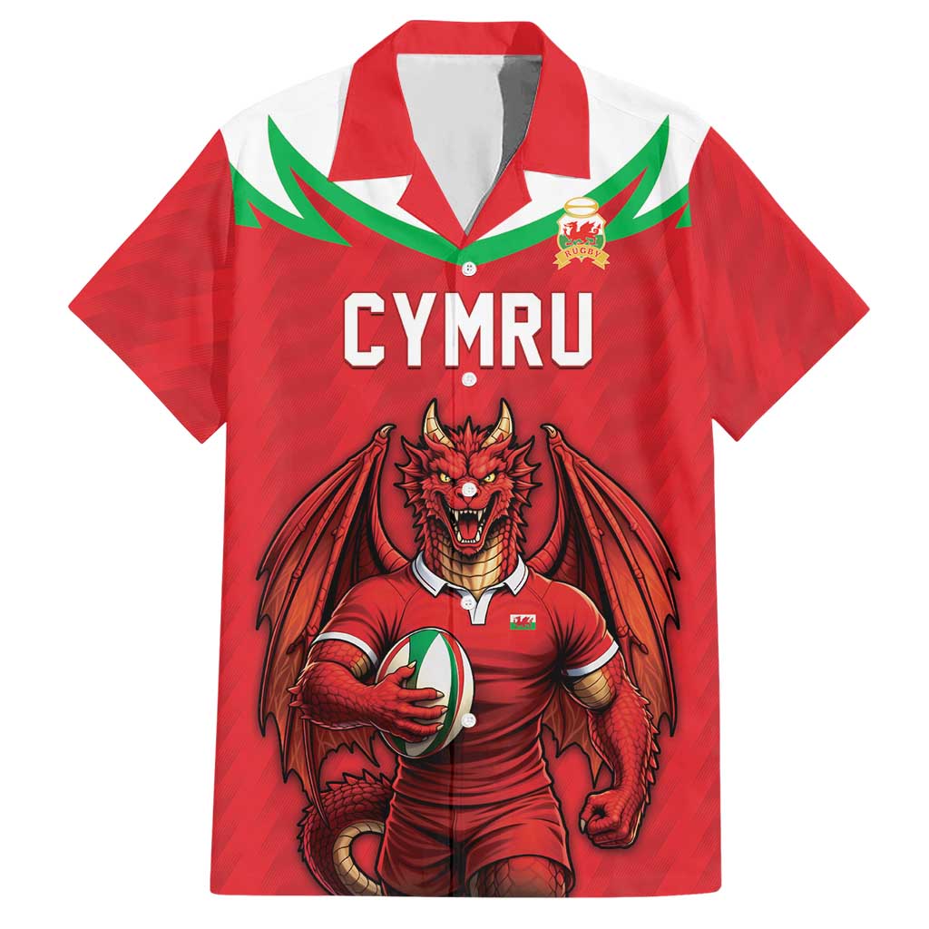 Custom Rugby Wales Hawaiian Shirt Y Ddraig Goch Mascot Design