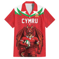 Custom Rugby Wales Hawaiian Shirt Y Ddraig Goch Mascot Design