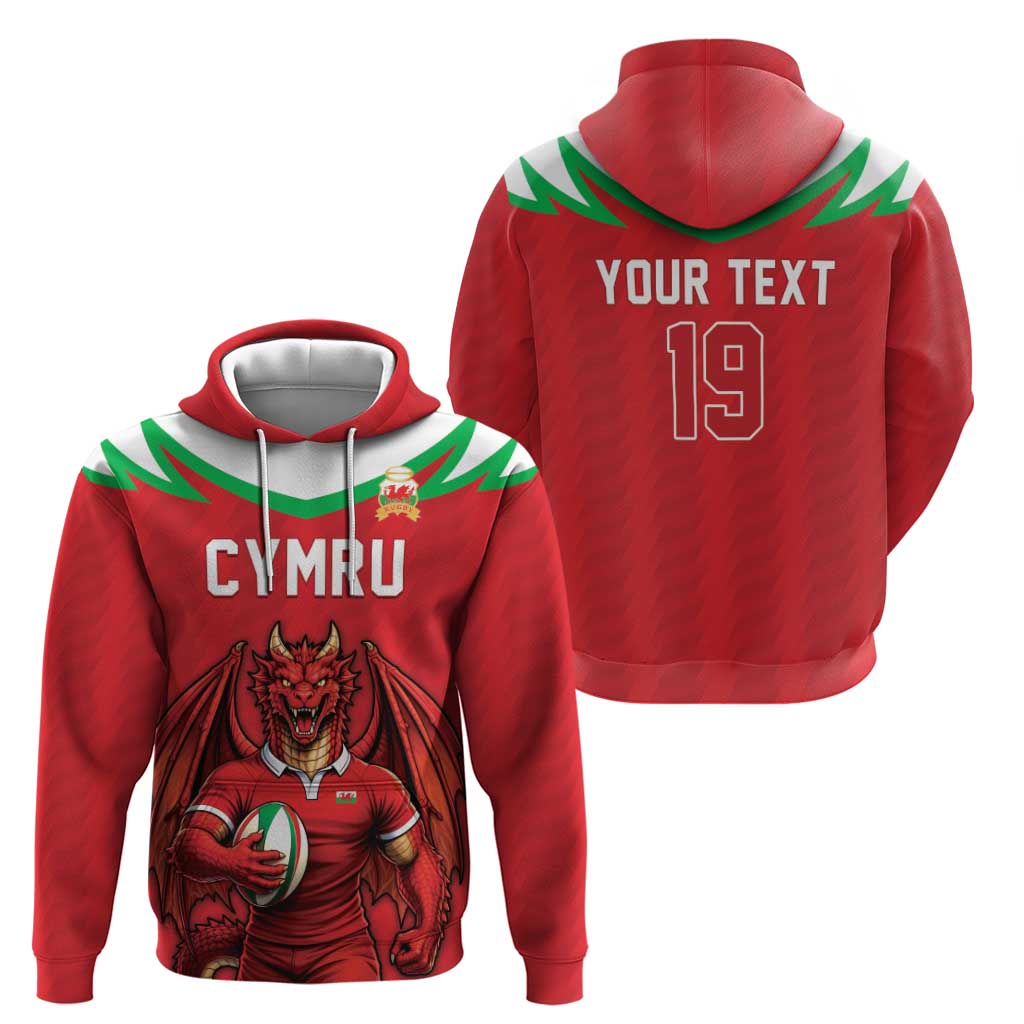 Custom Rugby Wales Hoodie Y Ddraig Goch Mascot Design