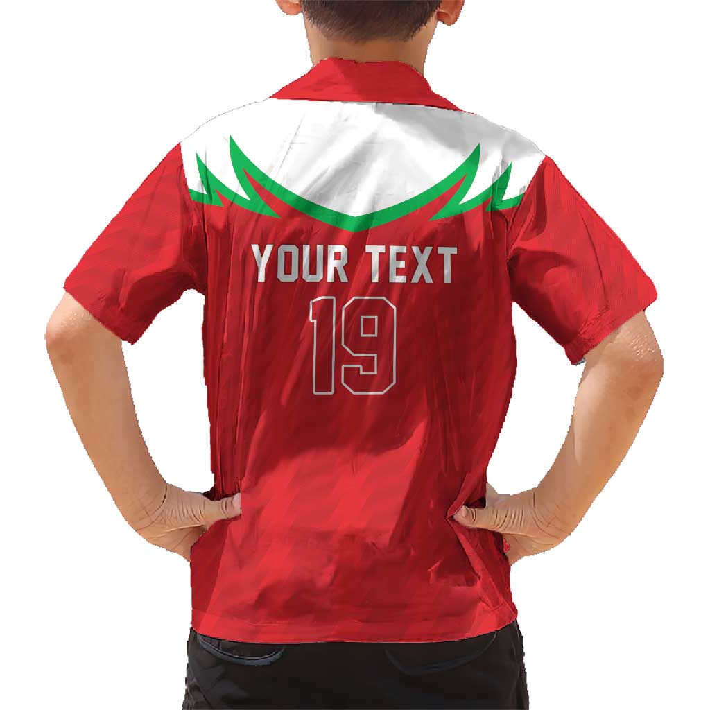 Custom Rugby Wales Kid Hawaiian Shirt Y Ddraig Goch Mascot Design