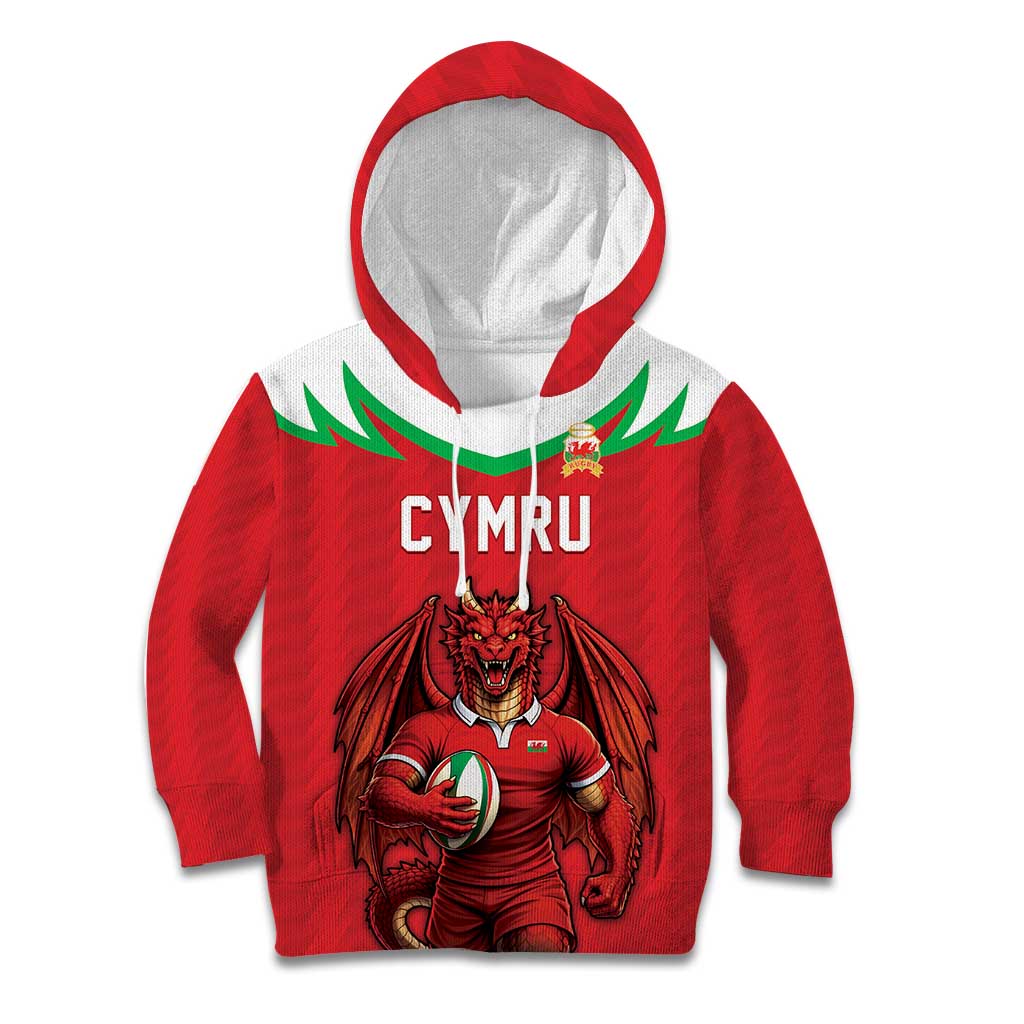 Custom Rugby Wales Kid Hoodie Y Ddraig Goch Mascot Design
