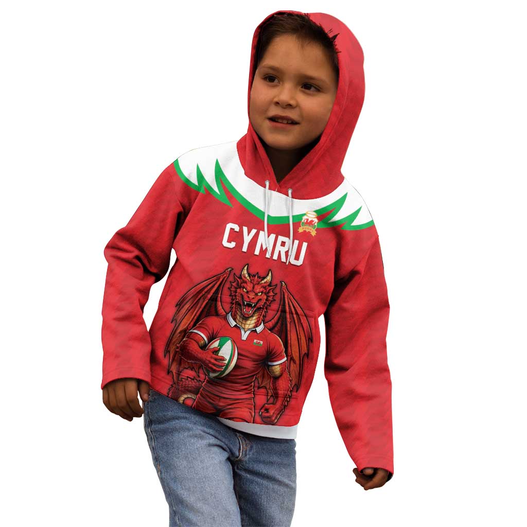 Custom Rugby Wales Kid Hoodie Y Ddraig Goch Mascot Design