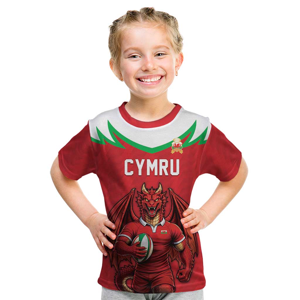 Custom Rugby Wales Kid T Shirt Y Ddraig Goch Mascot Design