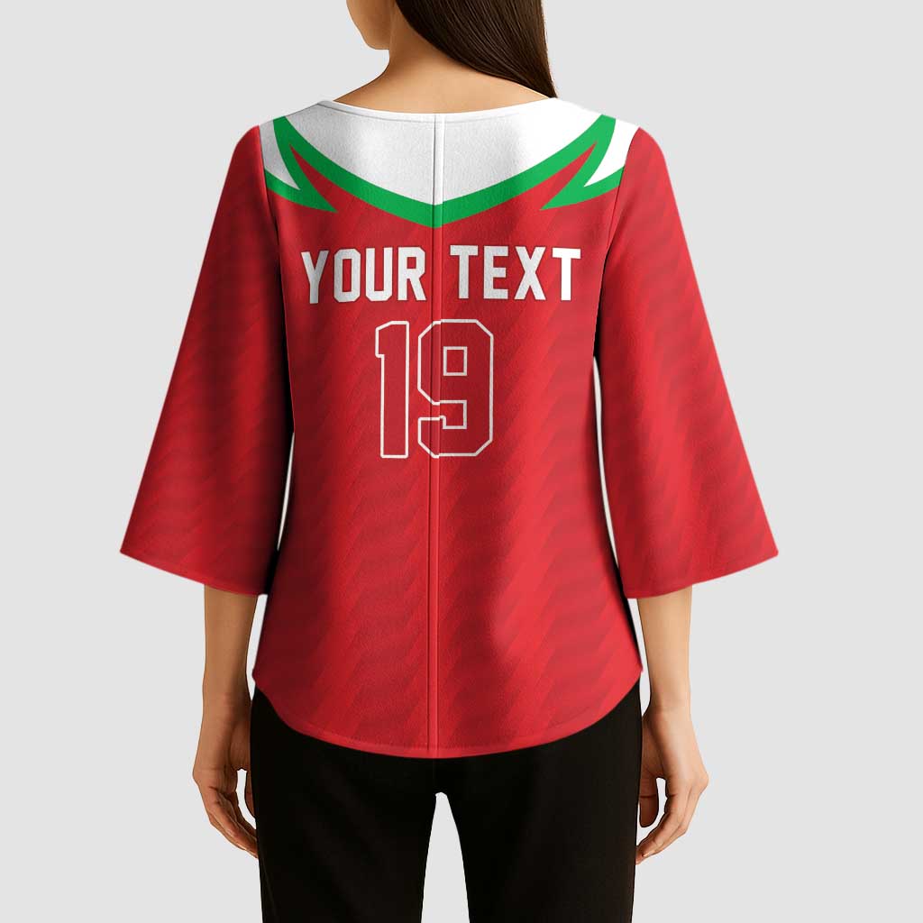 Custom Rugby Wales Kimono Sleeve Blouse Y Ddraig Goch Mascot Design