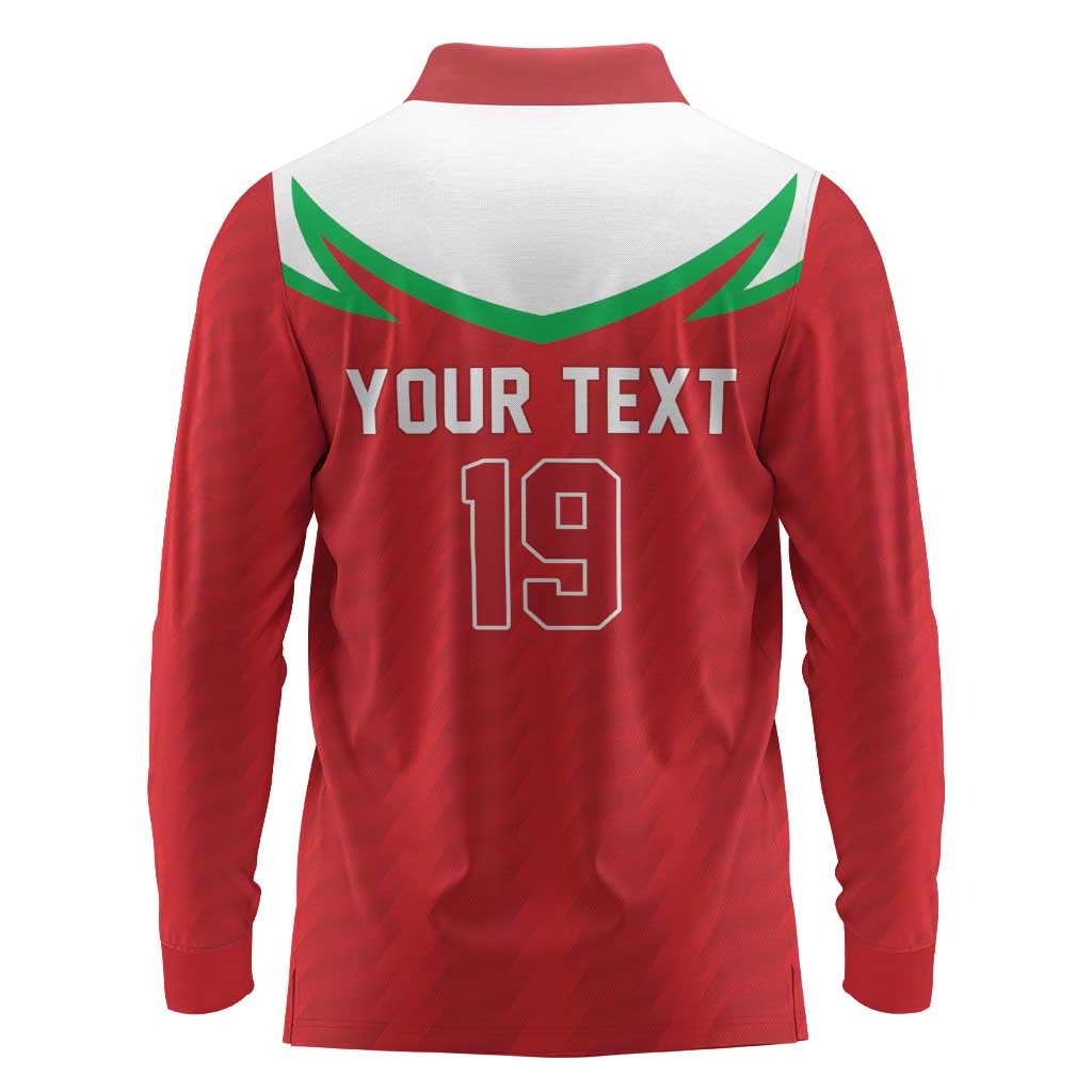 Custom Rugby Wales Long Sleeve Polo Shirt Y Ddraig Goch Mascot Design
