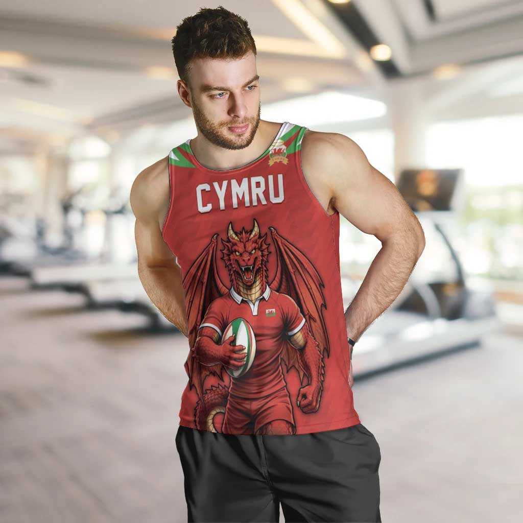 Custom Rugby Wales Men Tank Top Y Ddraig Goch Mascot Design