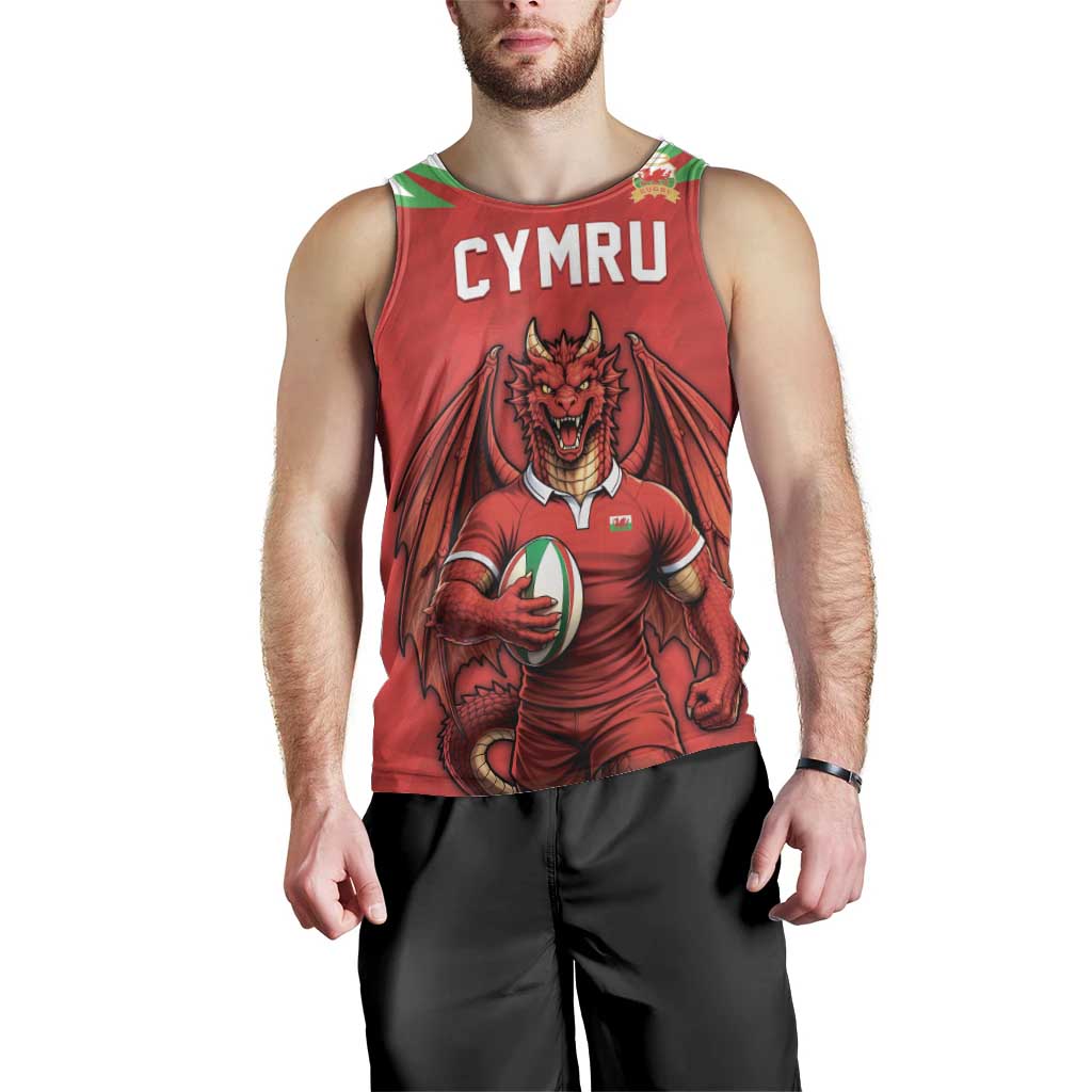 Custom Rugby Wales Men Tank Top Y Ddraig Goch Mascot Design