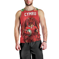 Custom Rugby Wales Men Tank Top Y Ddraig Goch Mascot Design