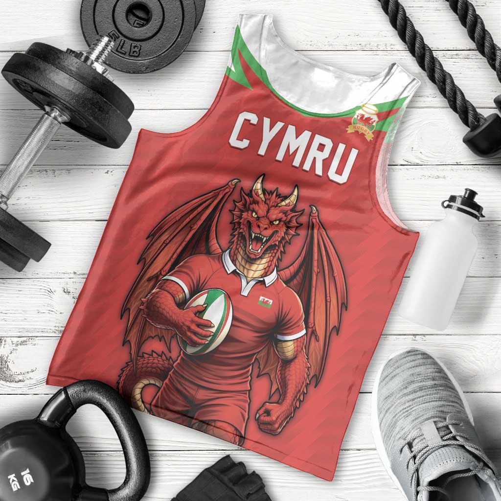 Custom Rugby Wales Men Tank Top Y Ddraig Goch Mascot Design