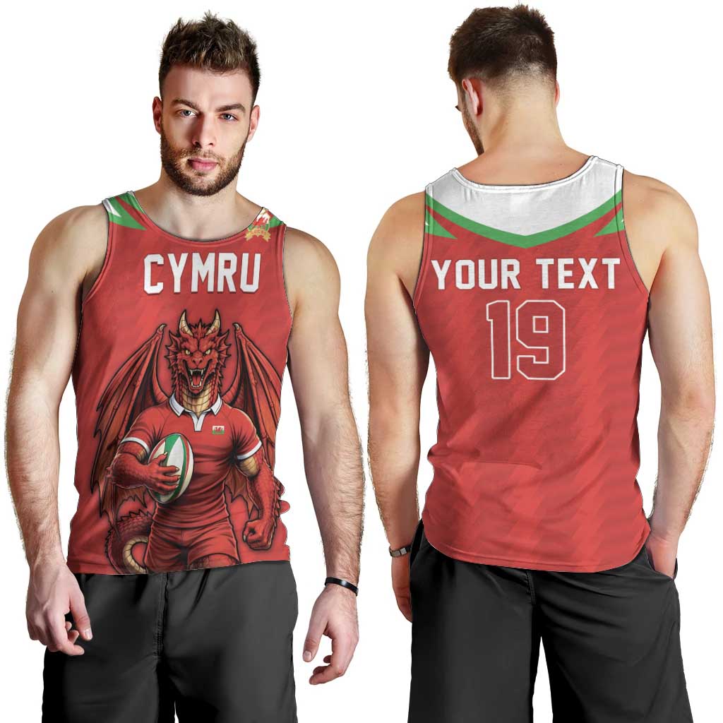 Custom Rugby Wales Men Tank Top Y Ddraig Goch Mascot Design