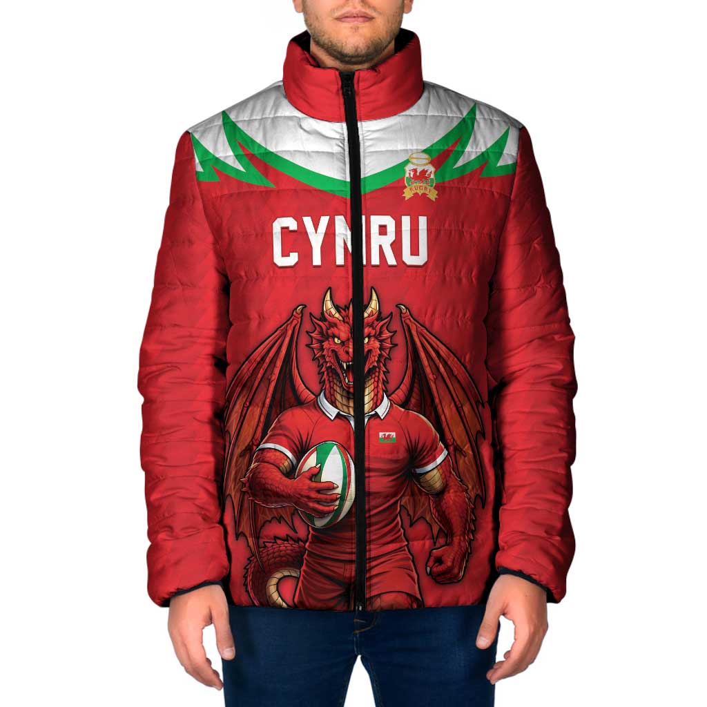 Custom Rugby Wales Padded Jacket Y Ddraig Goch Mascot Design