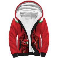 Custom Rugby Wales Sherpa Hoodie Y Ddraig Goch Mascot Design