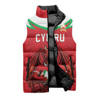 Custom Rugby Wales Sleeveless Puffer Jacket Y Ddraig Goch Mascot Design