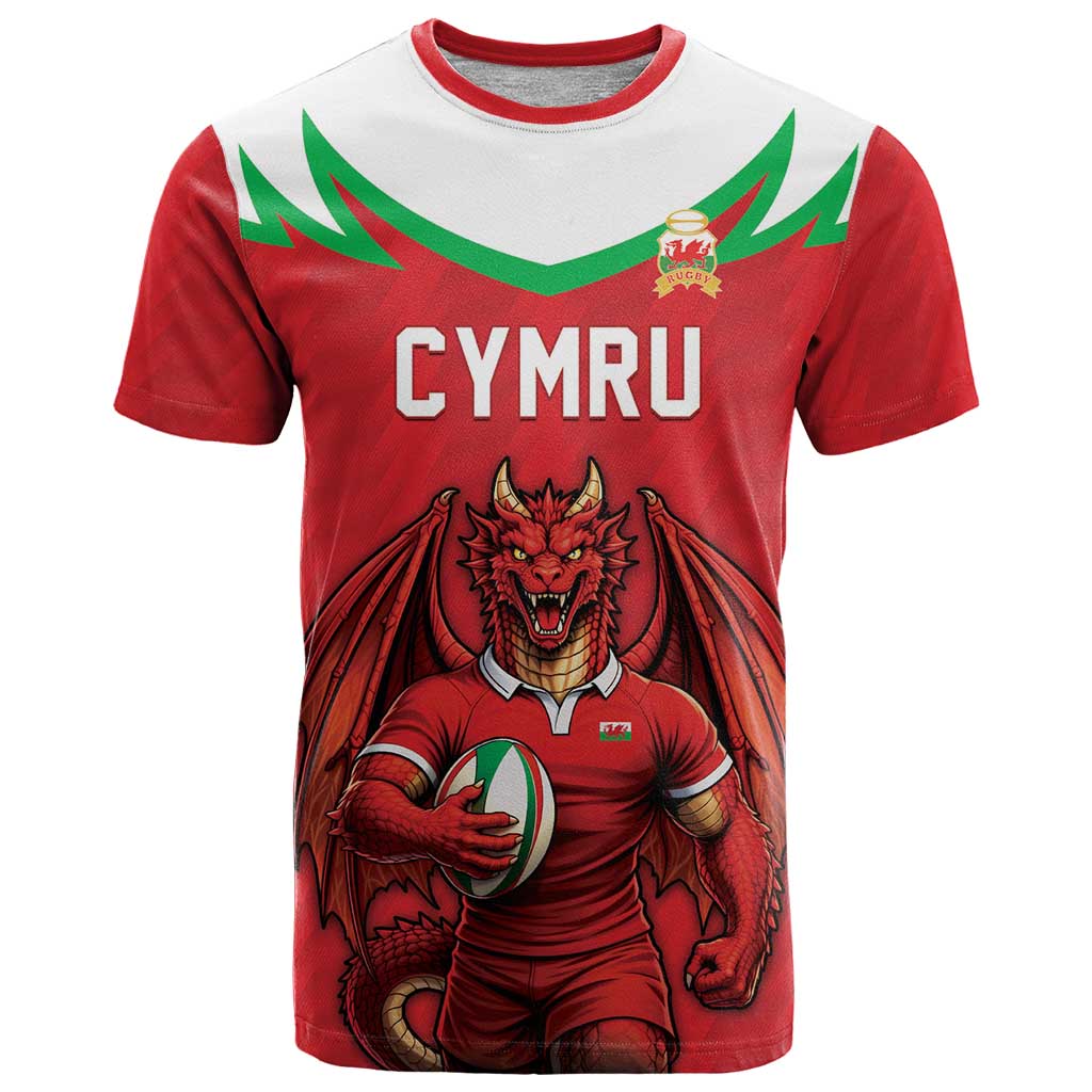 Custom Rugby Wales T Shirt Y Ddraig Goch Mascot Design
