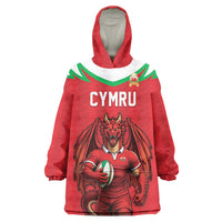 Custom Rugby Wales Wearable Blanket Hoodie Y Ddraig Goch Mascot Design