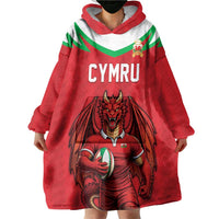 Custom Rugby Wales Wearable Blanket Hoodie Y Ddraig Goch Mascot Design