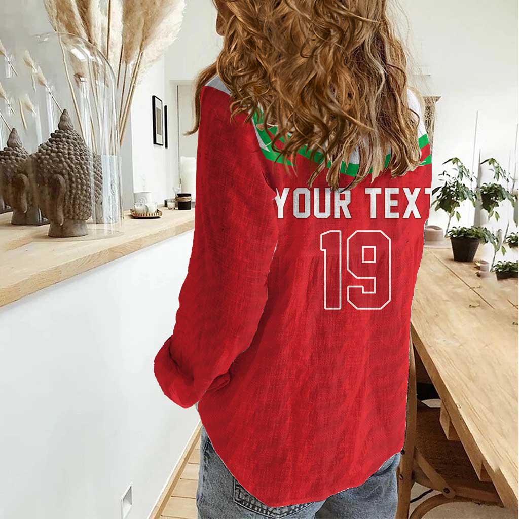 Custom Rugby Wales Women Casual Shirt Y Ddraig Goch Mascot Design