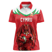 Custom Rugby Wales Women Polo Shirt Y Ddraig Goch Mascot Design