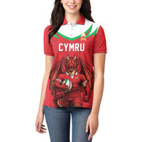 Custom Rugby Wales Women Polo Shirt Y Ddraig Goch Mascot Design