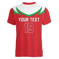 Custom Rugby Wales Women V-Neck T-Shirt Y Ddraig Goch Mascot Design