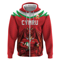 Custom Rugby Wales Zip Hoodie Y Ddraig Goch Mascot Design