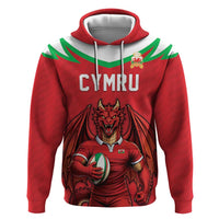 Custom Rugby Wales Zip Hoodie Y Ddraig Goch Mascot Design