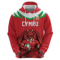 Custom Rugby Wales Zip Hoodie Y Ddraig Goch Mascot Design