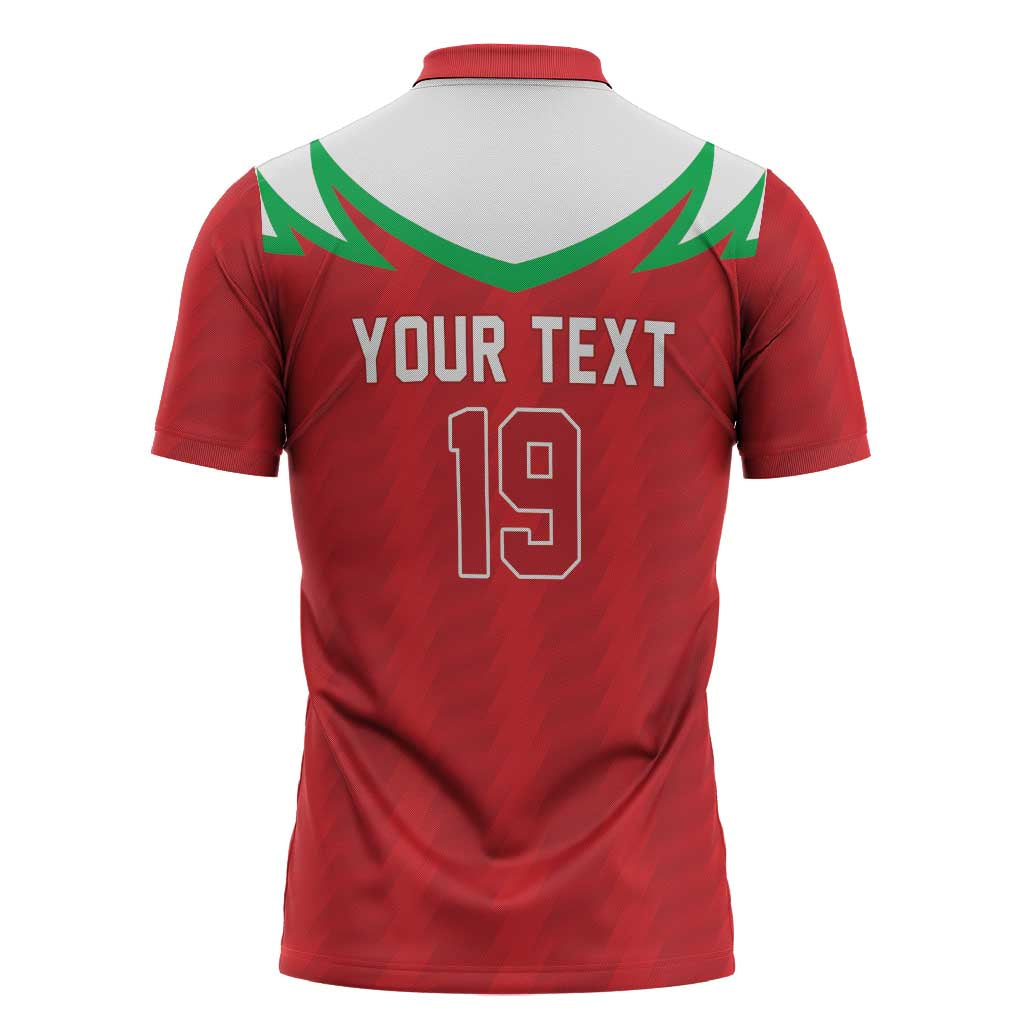 Custom Rugby Wales Zipper Polo Shirt Y Ddraig Goch Mascot Design
