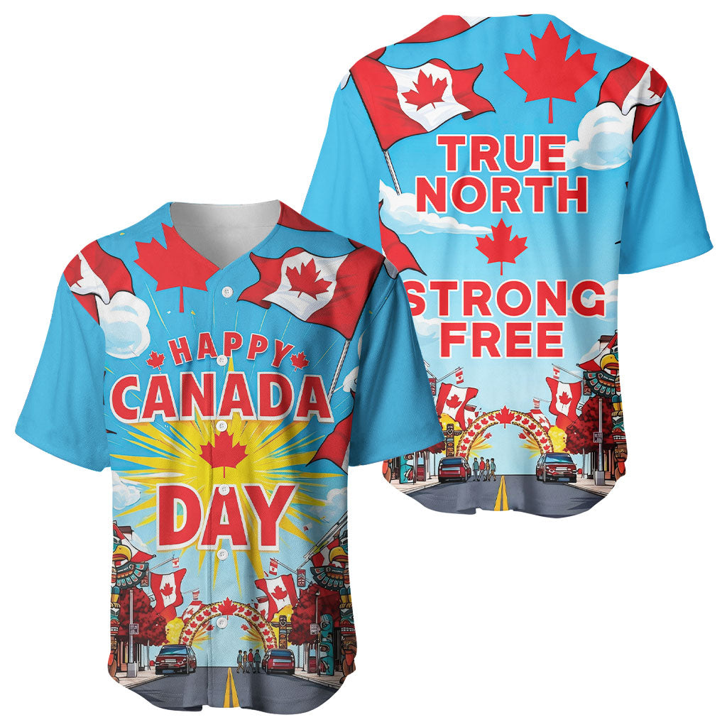 Happy Canada Day Baseball Jersey True North Strong Free Maple Leaf