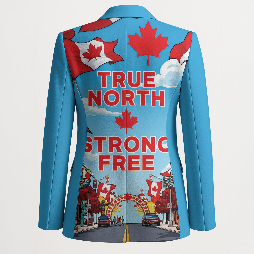 Happy Canada Day Blazer True North Strong Free Maple Leaf