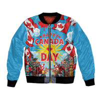 Happy Canada Day Bomber Jacket True North Strong Free Maple Leaf