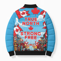 Happy Canada Day Bomber Puffer Jacket True North Strong Free Maple Leaf