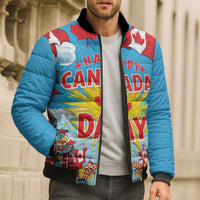 Happy Canada Day Bomber Puffer Jacket True North Strong Free Maple Leaf