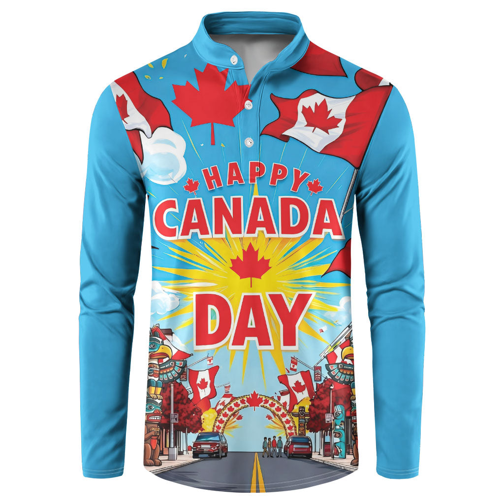 Happy Canada Day Button Sweatshirt True North Strong Free Maple Leaf
