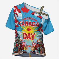 Happy Canada Day Cross Shoulder Shirt True North Strong Free Maple Leaf