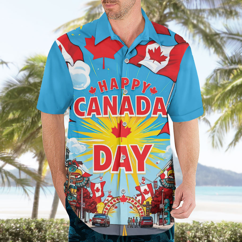 Happy Canada Day Hawaiian Shirt True North Strong Free Maple Leaf