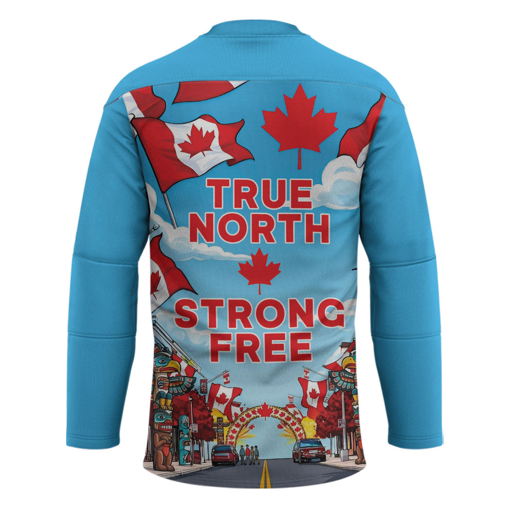 Happy Canada Day Hockey Jersey True North Strong Free Maple Leaf