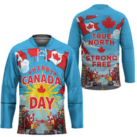 Happy Canada Day Hockey Jersey True North Strong Free Maple Leaf