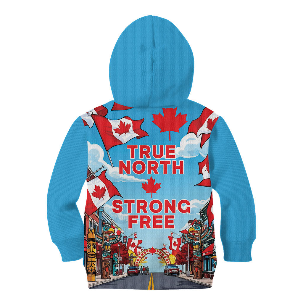 Happy Canada Day Kid Hoodie True North Strong Free Maple Leaf