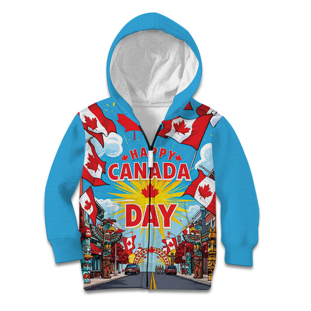 Happy Canada Day Kid Hoodie True North Strong Free Maple Leaf