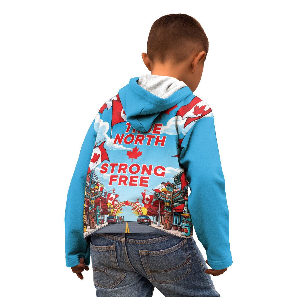 Happy Canada Day Kid Hoodie True North Strong Free Maple Leaf