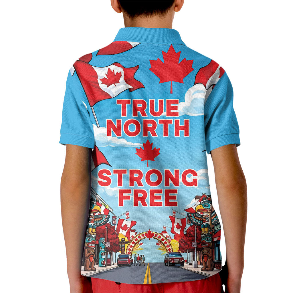 Happy Canada Day Kid Polo Shirt True North Strong Free Maple Leaf