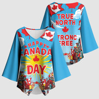 Happy Canada Day Kimono Sleeve Blouse True North Strong Free Maple Leaf
