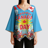 Happy Canada Day Kimono Sleeve Blouse True North Strong Free Maple Leaf