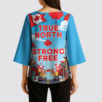 Happy Canada Day Kimono Sleeve Blouse True North Strong Free Maple Leaf