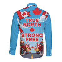 Happy Canada Day Long Sleeve Button Shirt True North Strong Free Maple Leaf